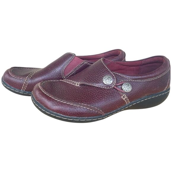 Clarks Collection Deep Red Loafer Slide On Shoes Size 6 - Picture 1 of 7